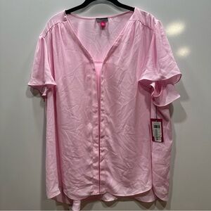 Vince Camuto Blouse Size 2X Pink‎ Horizon Pullover Style 9231084 NWT MSRP $79